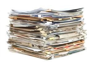 Stack of old paper documents representing bureaucracy and administration photo