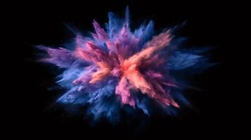 Colorful powder exploding on black background creating a vibrant cloud photo
