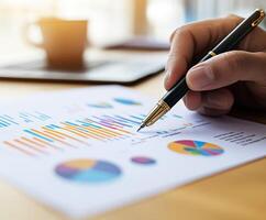 Analysis of business performance with charts and graphs photo
