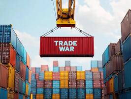 Strong representation of trade conflict at shipping port photo