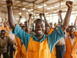 Workers celebrate success in lively gathering at local workshop photo