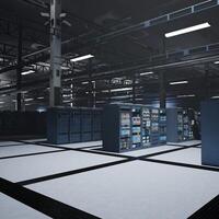 Server cabinets preserving critical datasets required for artificial intelligence systems, simulations and modeling. Blade servers offering scalable infrastructure for training and testing photo