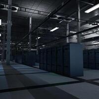 High tech server infrastructure powering artificial intelligence workflows, algorithm training and data inference tasks. Supercomputers supporting neural networks and analytics workloads, 3D render photo