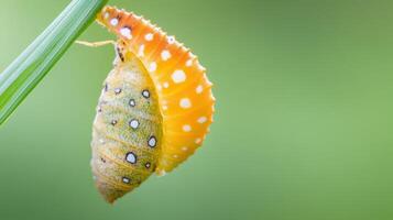 Close-up of a vibrant butterfly chrysalis. photo