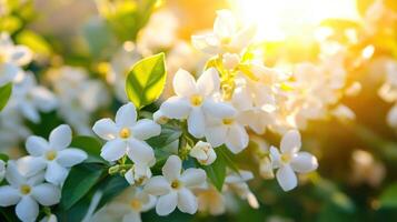 Close-up view of blossoms in radiant sunlight. photo