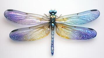 Detailed illustration of a vibrant dragonfly with iridescent wings. photo