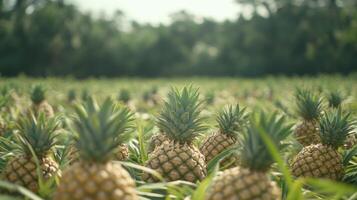 Lush pineapple field stretching across a vast landscape. photo
