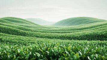 Lush, rolling hills of vibrant green foliage. photo