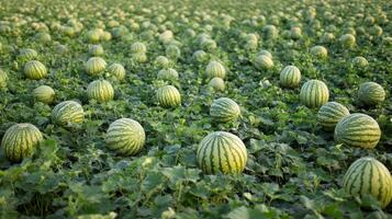 Extensive watermelon field displays a summer harvest. photo