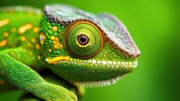 Close-up view of a vibrant chameleon's head. photo