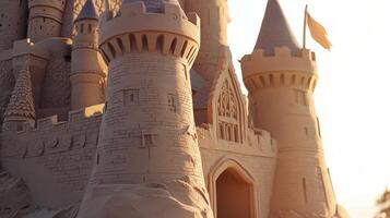 Detailed sandy castle structure, intricate design. photo