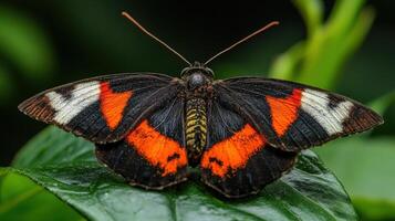 Close-up view of a vibrant tropical butterfly. photo