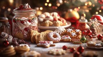 Christmas cookies and other treats in a jar photo