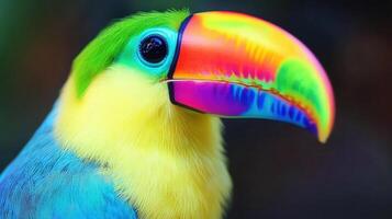 Vibrant toucan portrait featuring colorful plumage. photo