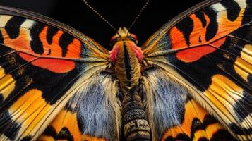Detailed close-up view of a butterfly's intricate wings. photo