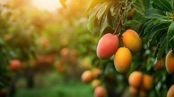 Mangoes on the tree in the field photo