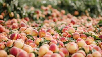 A peach orchard overflowing with ripe produce. photo