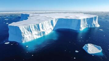 Majestic iceberg floating in a vast expanse of water. photo