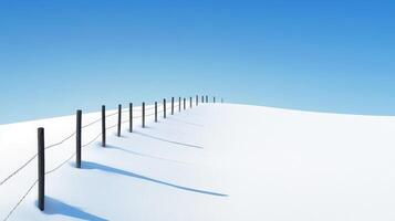 Simple winter landscape with a fence line. photo
