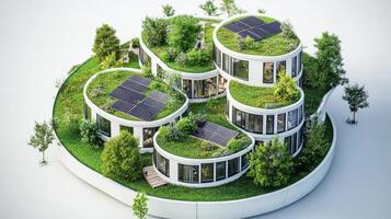 Sustainable architectural design of interconnected buildings. photo