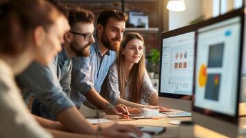 Collaborative group of creative professionals working together. photo