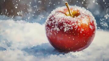 Detailed illustration of a red covered in snow. photo