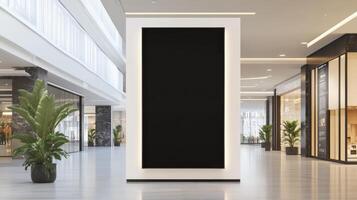 Empty vertical display in a modern shopping mall interior. photo