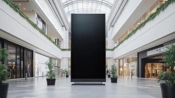 Large blank digital display in a modern shopping mall. photo