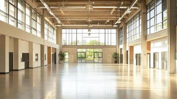 Spacious, modern interior of an empty event hall. photo
