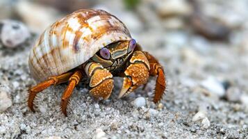 A hermit crab on the sand photo