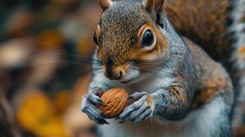 A squirrel eating an almond photo