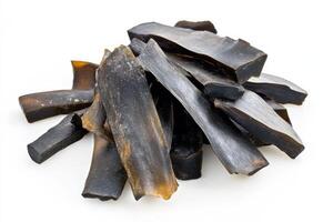 Delicious seaweed snacks displayed on a clean white background with appetizing presentation photo