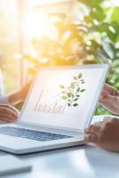 Team presents sales growth report with graphs and charts in a professional setting photo