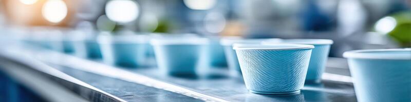 Dynamic view of disposable dinnerware production in a bright factory setting photo
