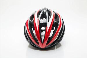 High quality cycling helmet isolated on clean white background with sharp details and realistic lighting photo