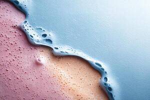 Captivating milk foam art displayed against a vibrant background with ample copy space for design photo