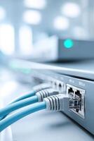 Close-up view of internet service tools in bright environment showcasing connectivity and efficiency photo