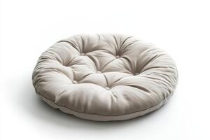 High-quality floor cushion with soft tufted design isolated on a white background in studio setting photo