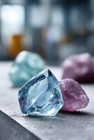 Vibrant craftsmanship in crystal production showcasing exquisite details and vibrant colors in a factory setting photo
