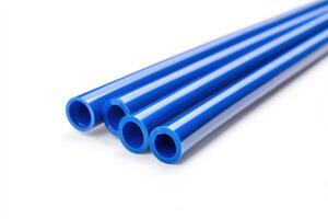 High quality PVC pipes isolated on clean white background with sharp details and realistic lighting photo