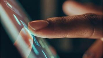 Futuristic cyber finger scanning through eye interface data points and retina tracking high-tech focused environment photo