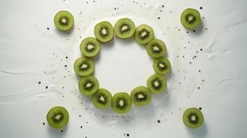 Kiwi slices arranged in a circular pattern. photo
