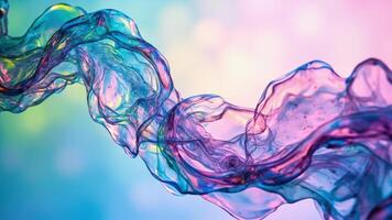 Abstract flowing fabric in vibrant iridescent colors on blurred background photo
