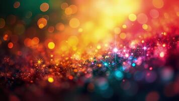 Vibrant abstract background with bokeh effect featuring sparkling lights and festive colors for celebrations photo