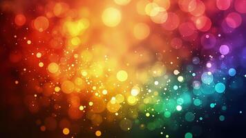 Vibrant abstract bokeh background with glowing circles and colorful spectrum of light creating a magical effect photo