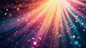 Abstract bright light rays bursting with glittering particles creating a festive background for celebrations and events photo