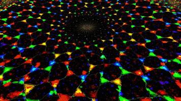 Abstract colorful digital art fractal pattern with concentric circles and deep dark center, unique illustration. photo
