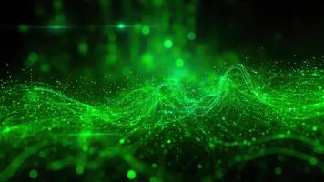 Abstract green digital data stream visualizing network connectivity and technological innovation in modern computing photo
