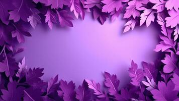 Artistic purple leaf arrangement on a smooth background forming a decorative border suitable for various design projects photo