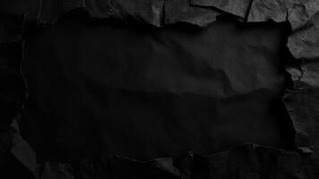 Torn paper texture revealing dark blank space for creative textual design elements photo